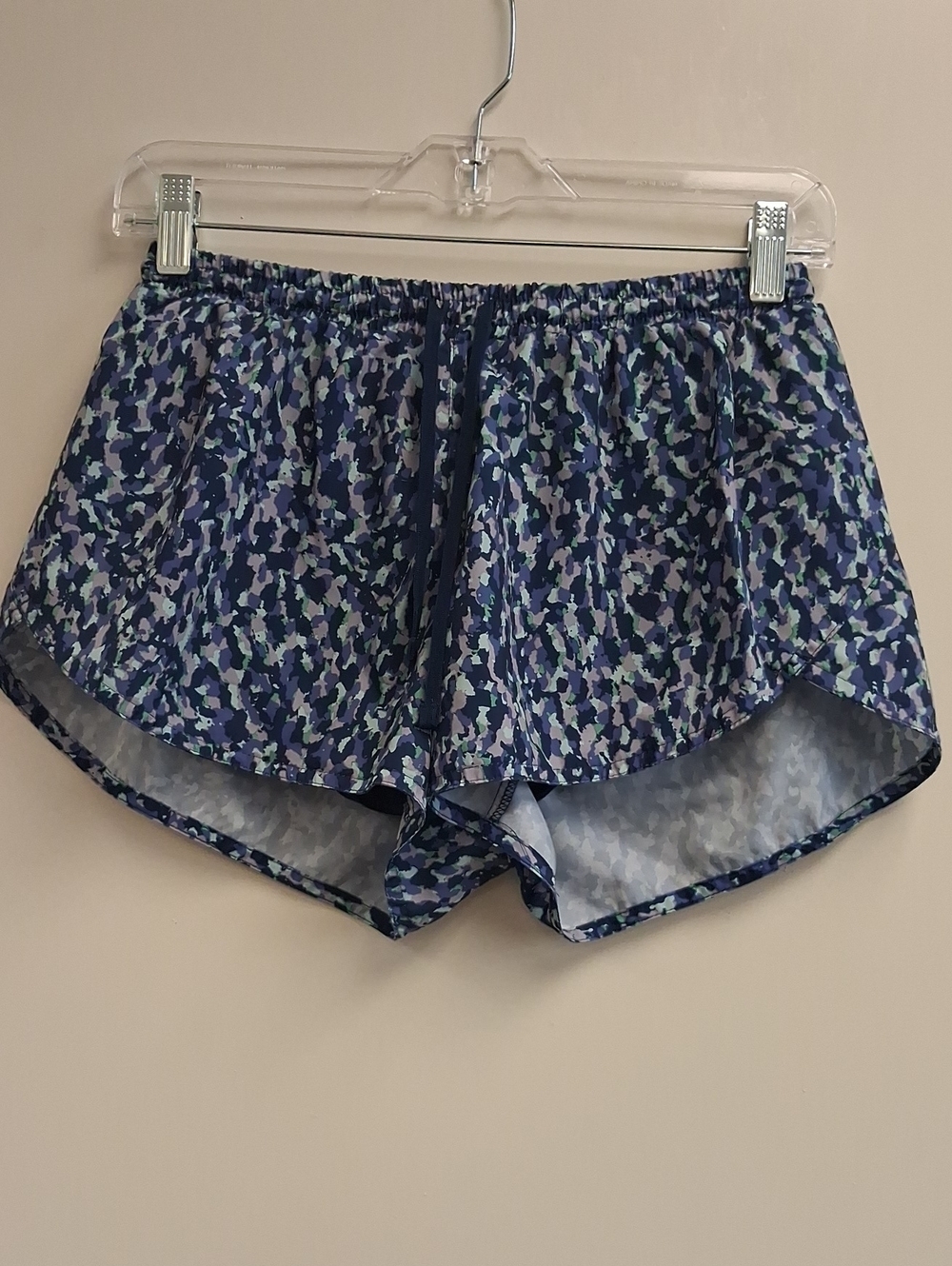 Old Navy Blue Print Running Shorts Built In Brief Lined Women's Small